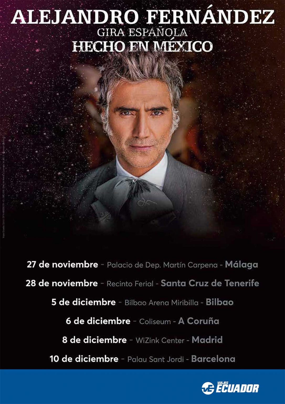Las entradas para los conciertos de Alejandro Fernández, en la red