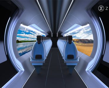 Recreación del interior del hyperloop por Zeleros